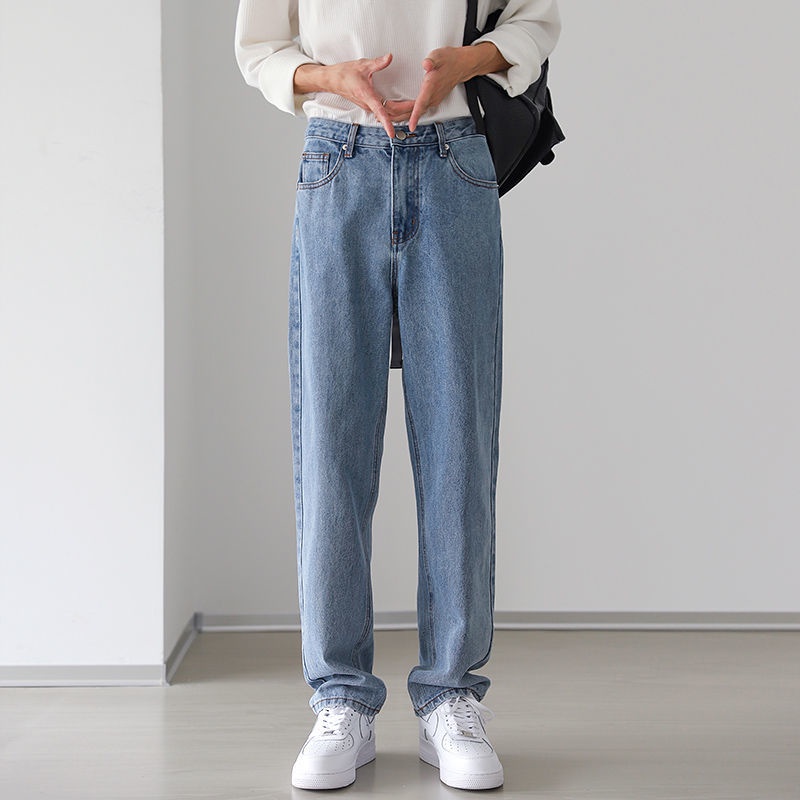 Tren Celana Jeans Pria Trendi Pria Lurus Longgar Semua Cocok Celana Musim Panas Celana Musim Panas