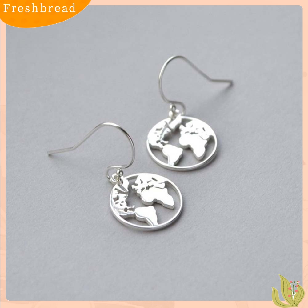 Terlaris Fashion Women World Map Hollow Earth Dangle Hook Earrings Jewelry Christmas Gift