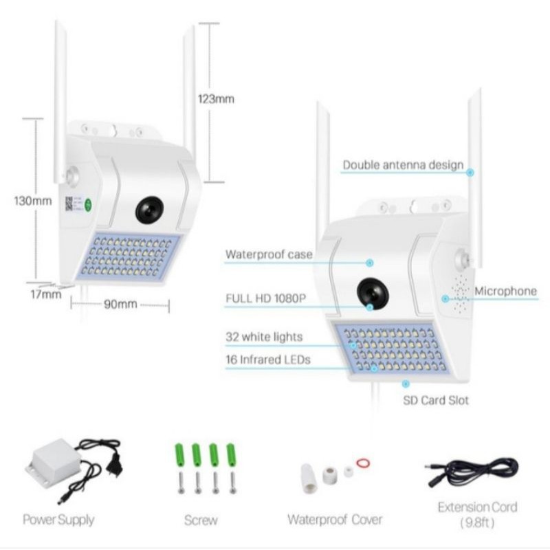 IP CAM V380 5MP OUTDOOR WIFI WIRELESS FULL HD 1080P + Sandisk 64GB