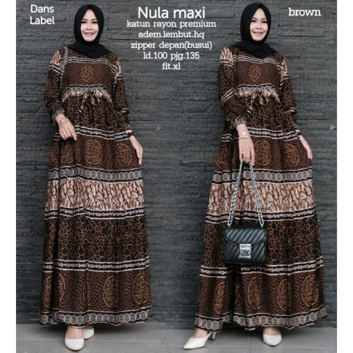 Gamis Dress Katun Rayon Premium Busui Tali Serut Pinggang LD 100 cm