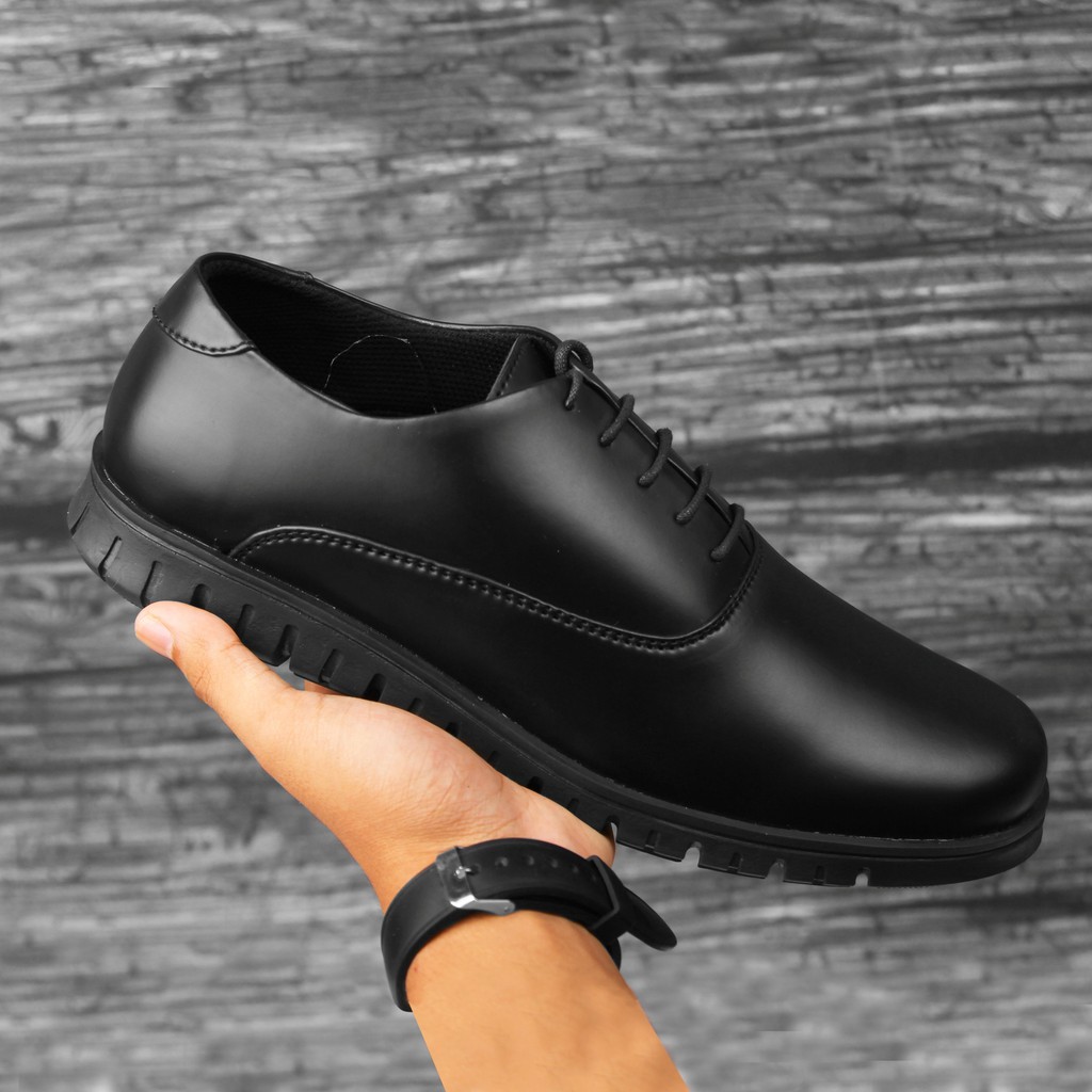 Houston Full Black | Sepatu Oxford Pantofel Casual Formal Pria Cowok Original Footwear | ARF FORIND