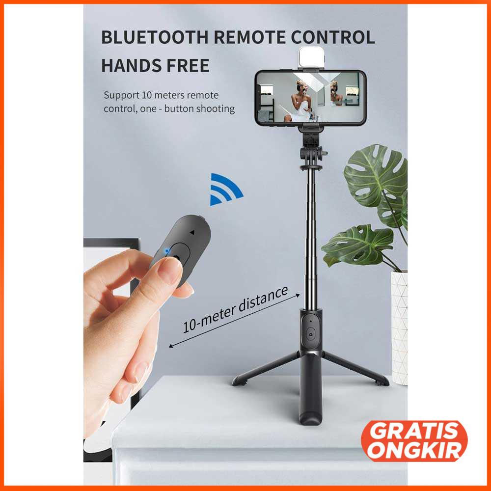 Tongsis Tripod Bluetooth Shutter with LED Light - QO2S