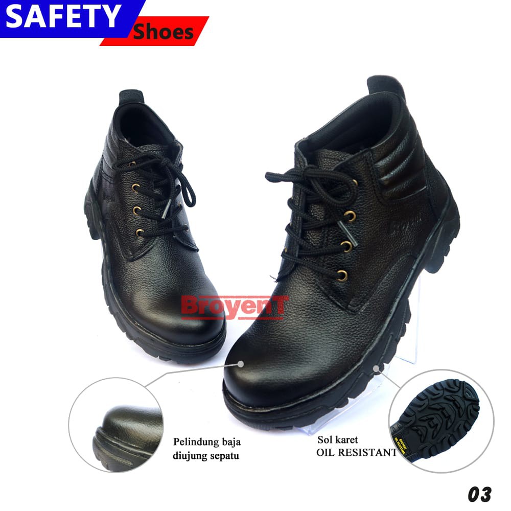 Sepatu Safety Pria Semi-Boots Kulit Sapi High Quality 03H