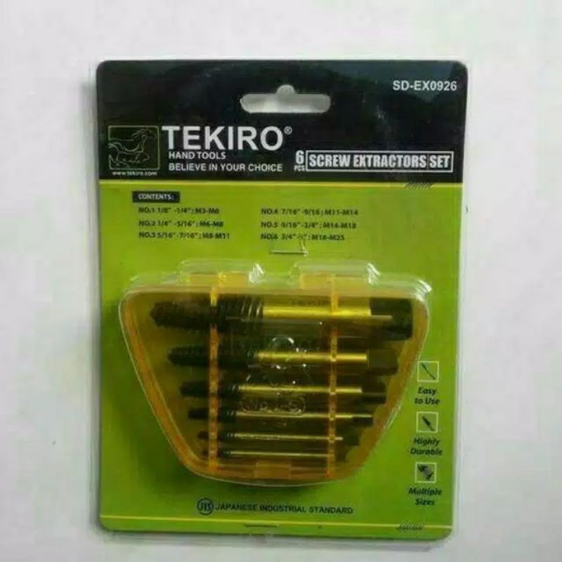 Senai Baut Patah Tekiro-Tap Baut Patah-Kunci Tap Balik Screw Extractor Set  Kunci Pembuat Drat