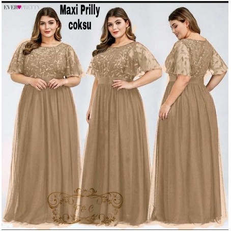 Trend Kekinian Dress Prilly Jumbo Style LongDress Wanita Brukat Terusan Gaun Pesta Modis Party Konda