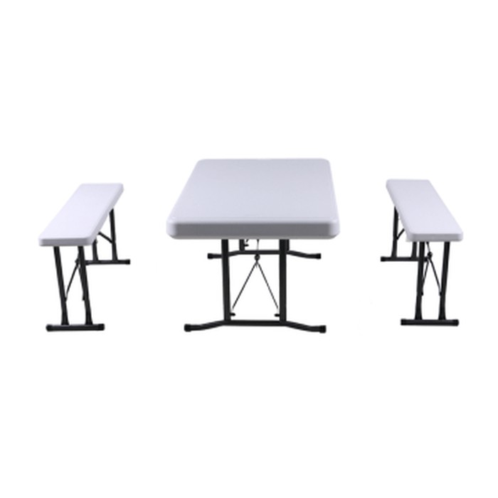 KRISBOW SET MEJA DAN BANGKU/ KURSI LIPAT 3 PCS - PUTIH