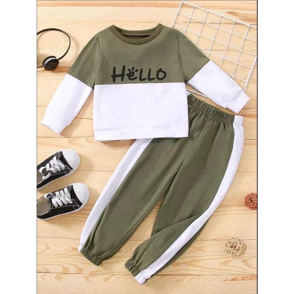 SETELAN SWEATER ANAK SETELAN ANAK LAKI LAKI PEREMPUAN UMUR 1-5 TAHUN SETELAN HELLO BAJU PAKAIAN ANAK SWEATER ANAK MUSIM DINGIN ATASAN ANAK PAKAIAN ANAK TERBARU SETELAN ANAK TERMURAH