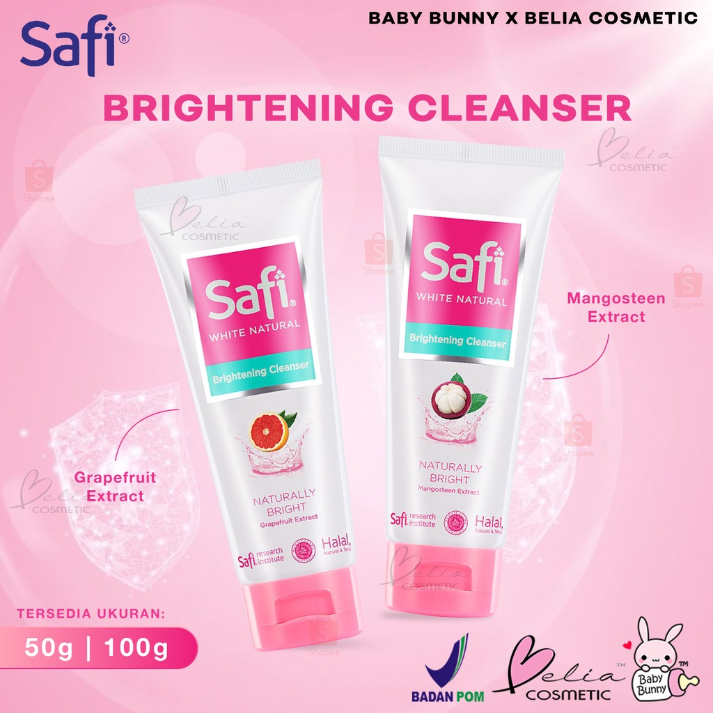 ❤ BELIA ❤ SAFI White Natural Brightening Cleanser Grapefruit, Mangosteen Extract (50g &amp; 100g) | BPOM