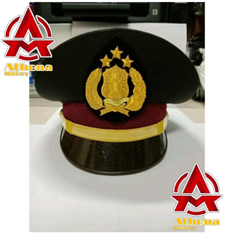 Pet PDH  Pama coklat |Topi Pet  Pama Polisi coklat|Pet Polisi pama PDH