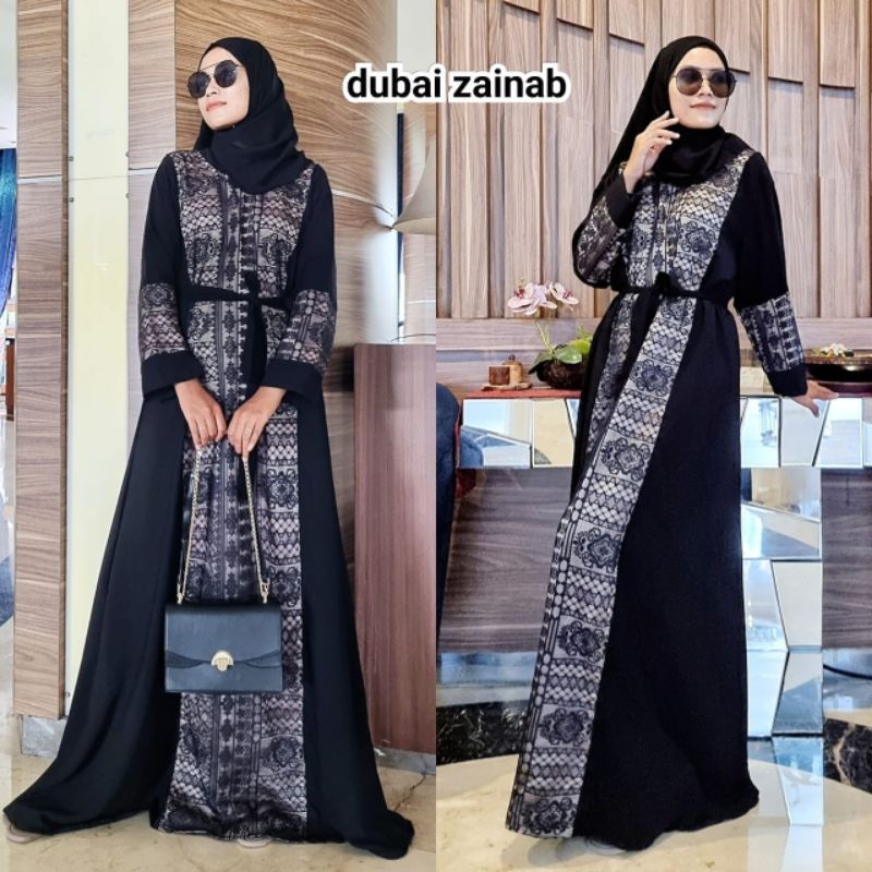abaya dubai zainab brokat import kombinasi maxmara premium free belt