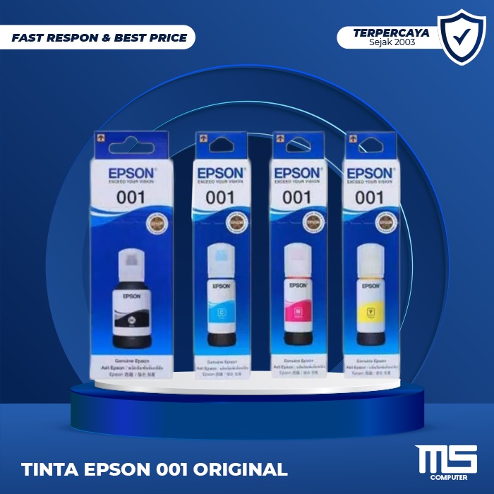 Tinta Epson 001 Original All Warna Black Cyan Magenta Yellow