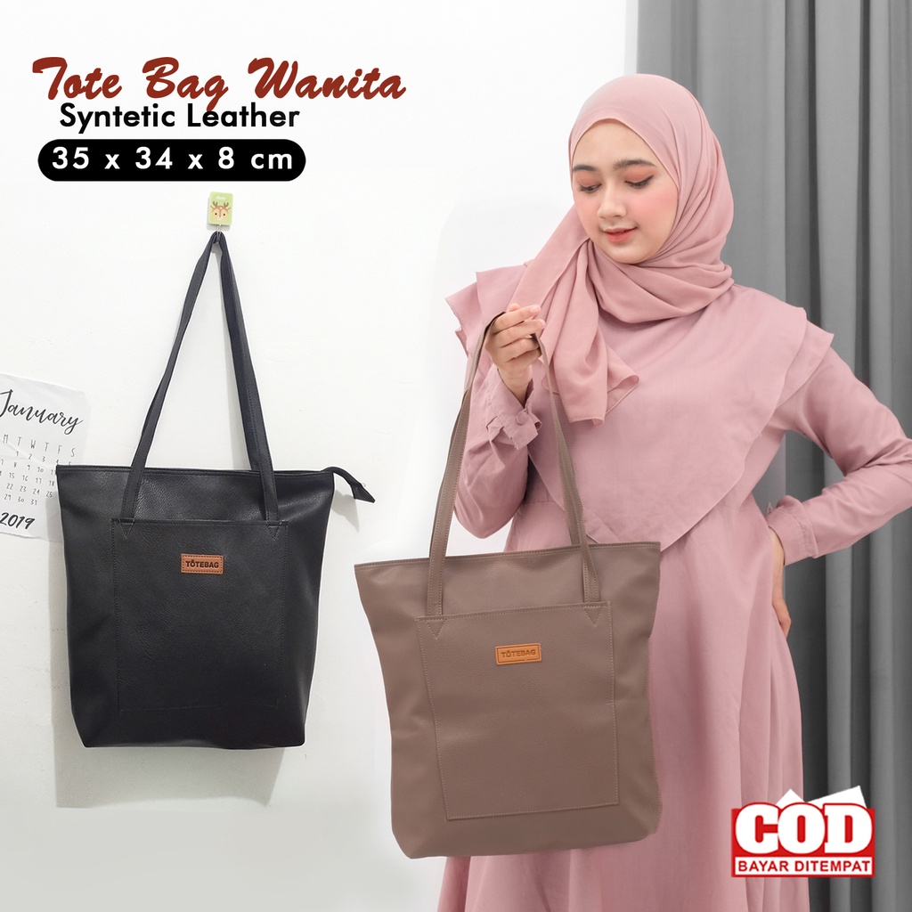 Totebag saku cewek kuliah tas tote bag polos Tote bag Wanita Totbag laptop Remaja Murah Tas tote Terbaru Kulit Sintetis