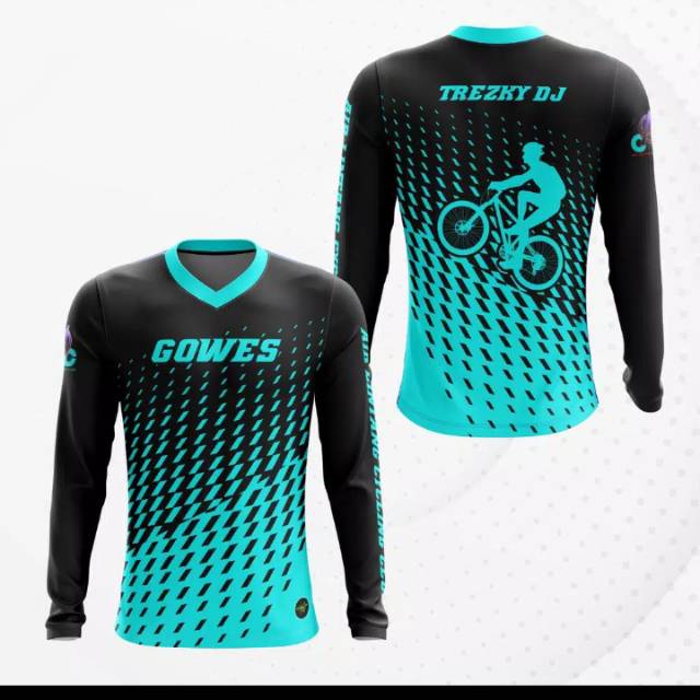BISA COD Jersey gowes lengan panjang, baju kaos jersey sepeda custom