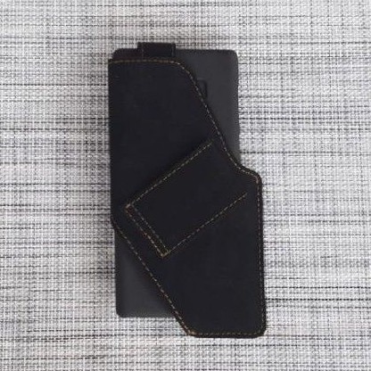 Sarung Hp Pinggang Kulit Asli Diagonal Hitam Suede