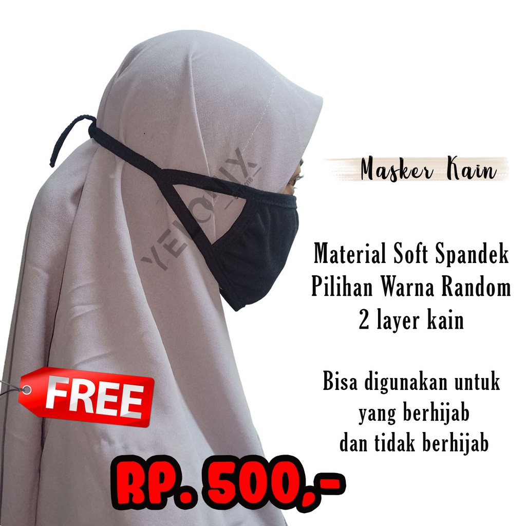 MASKER KAIN SOFT SPANDEK GRATIS / Masker Dewasa 2 Lapis Bisa Dicuci Murah Anti Alergi - YELONIX