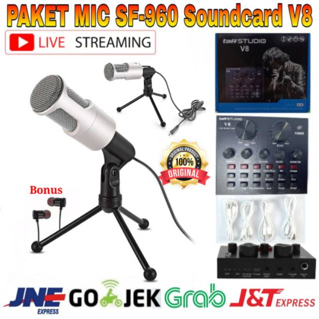 Paket Hemat Mic SF-930 Soundcard Mixer V8 Home Recording Terbaik