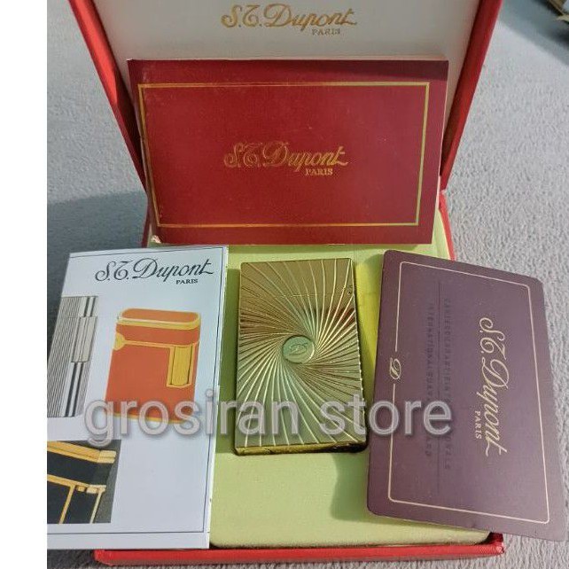 St Dupont original gold motif sertifikat box kartu