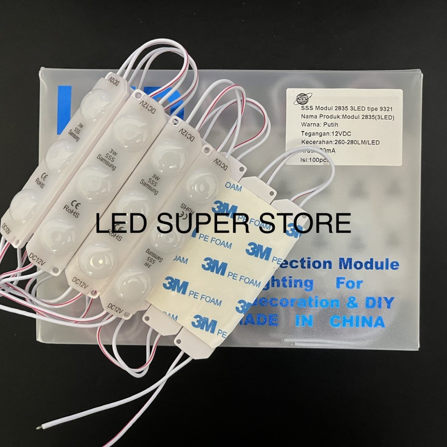 100pc Modul SAMSUNG Super Terang 3w 3L tipe 9321 12V Putih