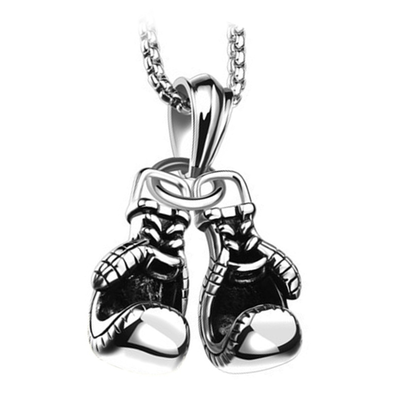 Punk Rock Necklace Fashion Choker Boxing Glove Pendant Stainless Steel Gold Silver Balck Mens Boys Gift Cool Chain/Multicolor