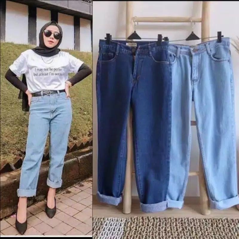 Boyfriend Baggy Snow/ Celana Baggy Jeans/ Celana Jeans Plain Boyfriend Washed Wanita Sleting Depan Pusatgrosir_solo