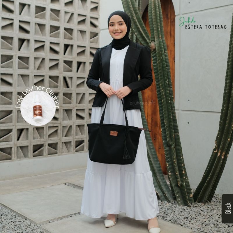 Tas totebag resleting wanita dewasa PU leather totebag kulit sintetis kuliah kerja travel free pembe