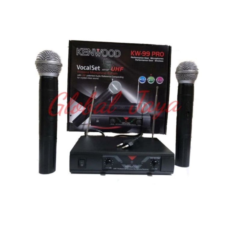 FREE BUBBLE mic wireless kenwood KW99 pro double handle mic kenwood KW 99pro profesional wireless microphone mic wireless murah good quality