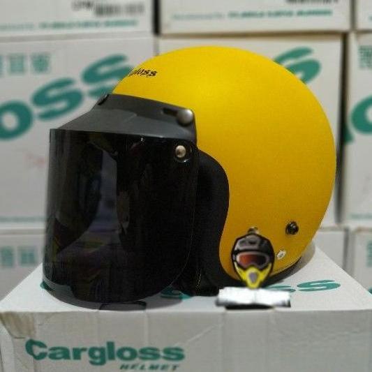 Helm Cargloss Original Kaca Datar Injak Hitam Silver Pelangi Clear + Kardus ,,