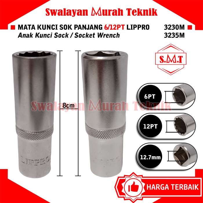 LIPPRO Mata Sock Panjang 1/2&quot; 11mm Deep Socket Wrench 11 mm CRV