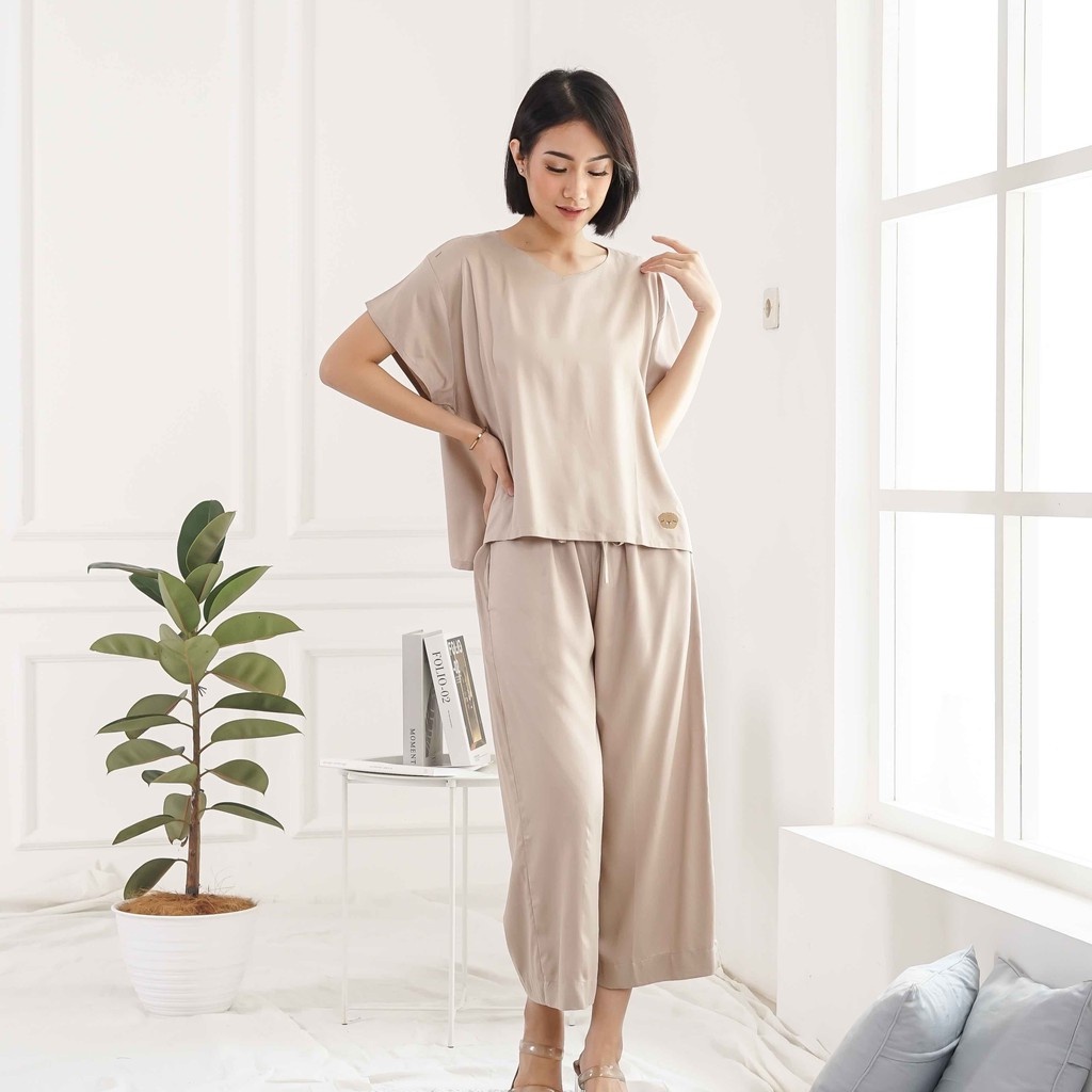 Sundays Attire - LULU SET Setelan Piyama Wanita Rayon Bordir Celana Panjang