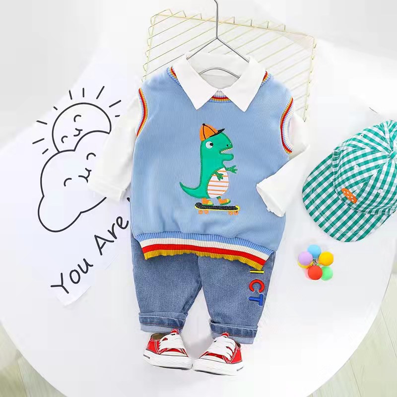 SETELAN 3IN1 BAJU ANAK IMPORT 1thn-5thn SKU0100