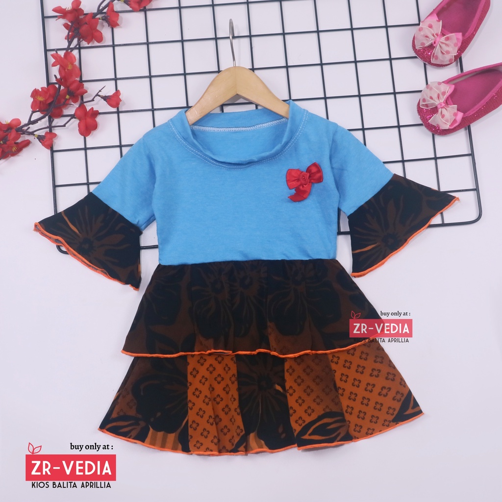 Dress Syifa uk Bayi - 2 Tahun / Dres Lengan Panjang Terumpet Murah Baju Baby Perempuan Gaun Pesta