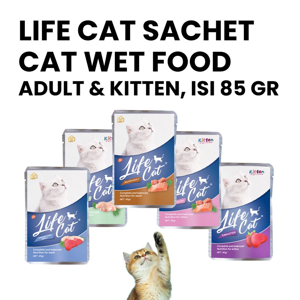 LIFE CAT POUCH SACHET Baim Wong 85gr Wet Food Makanan Kucing Snack Kucing Life Cat Kaleng Life Cat M