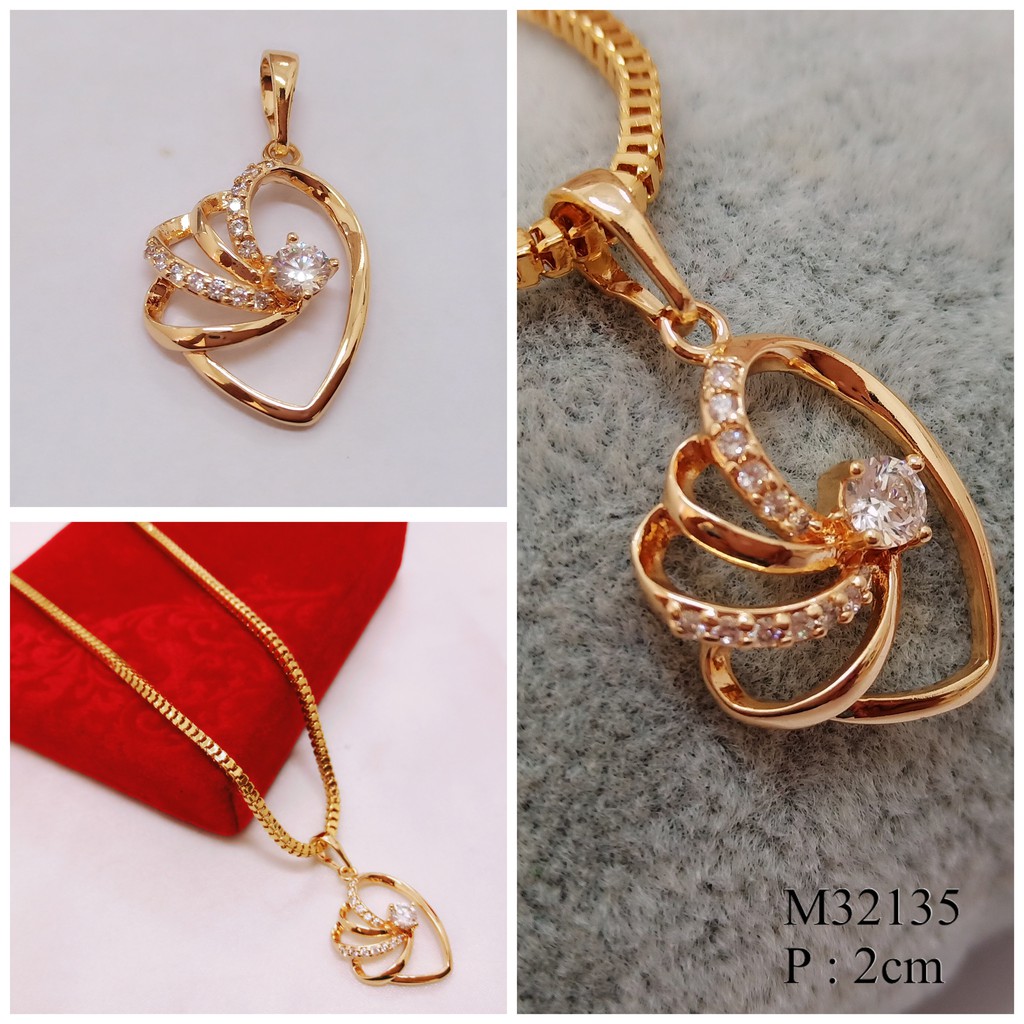 [BAYAR DITEMPAT] Liontin Cantik Untuk Kalung Lapis Emas 22karat Permata Zirconis Qimmy Jewelry