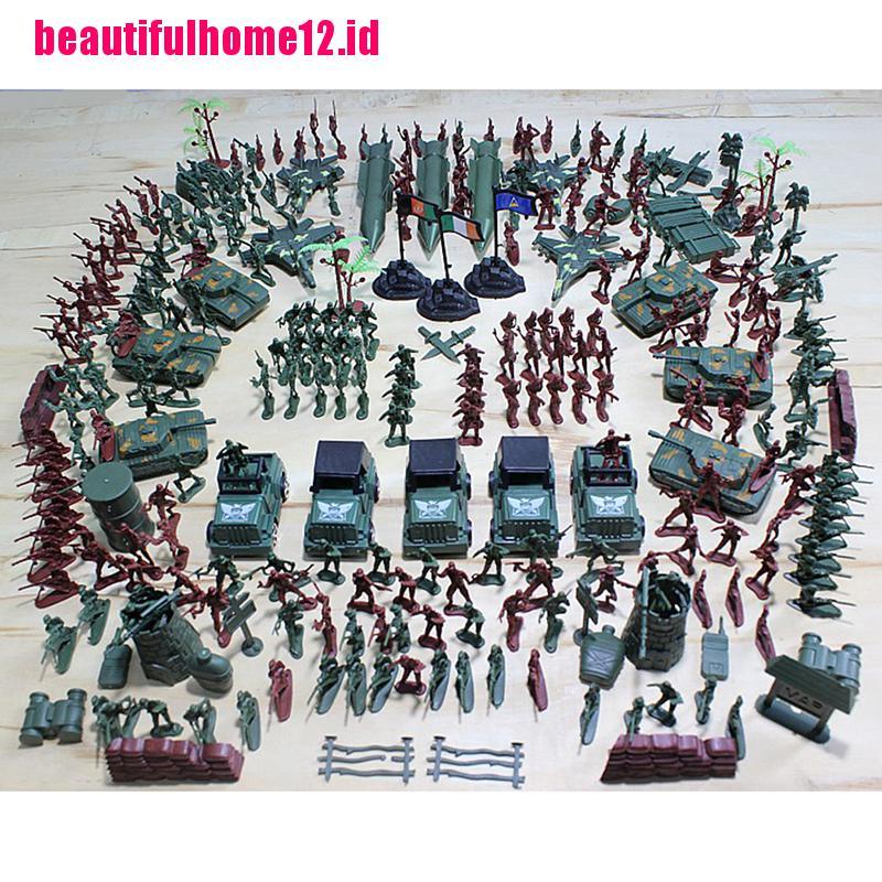 【beautifulhome12.id】307 Pcs/sett Soldier Kit Grenade Tank Aircraft Rocket Army Men Sand Scene Model