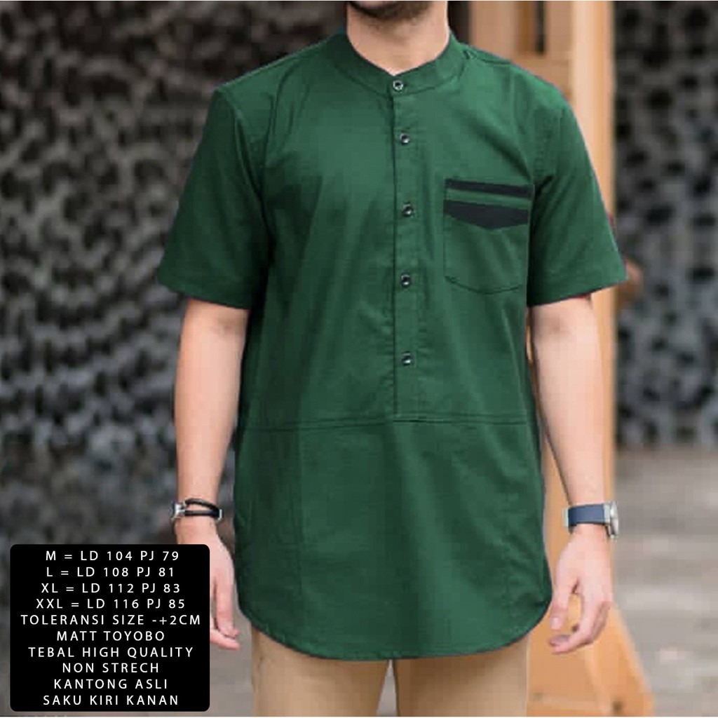 TOTOTAshop.Baju koko MODEN pria,(M-L-XL-XXL)Bahan cotton TOYOBO Tebal premium,ada kantong Asli