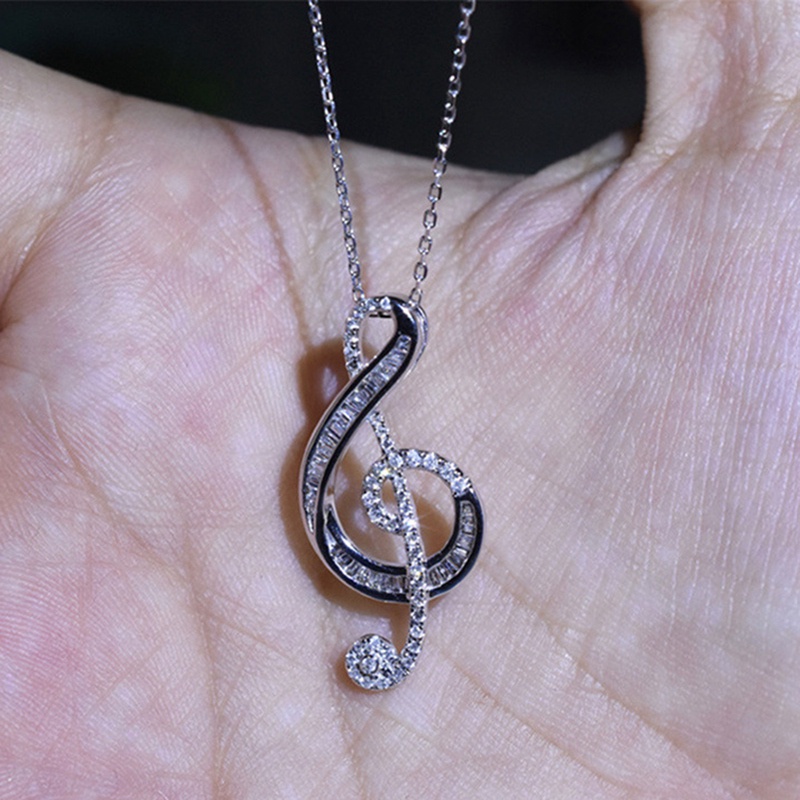 Stainless Steel Music Note Pendant Necklace