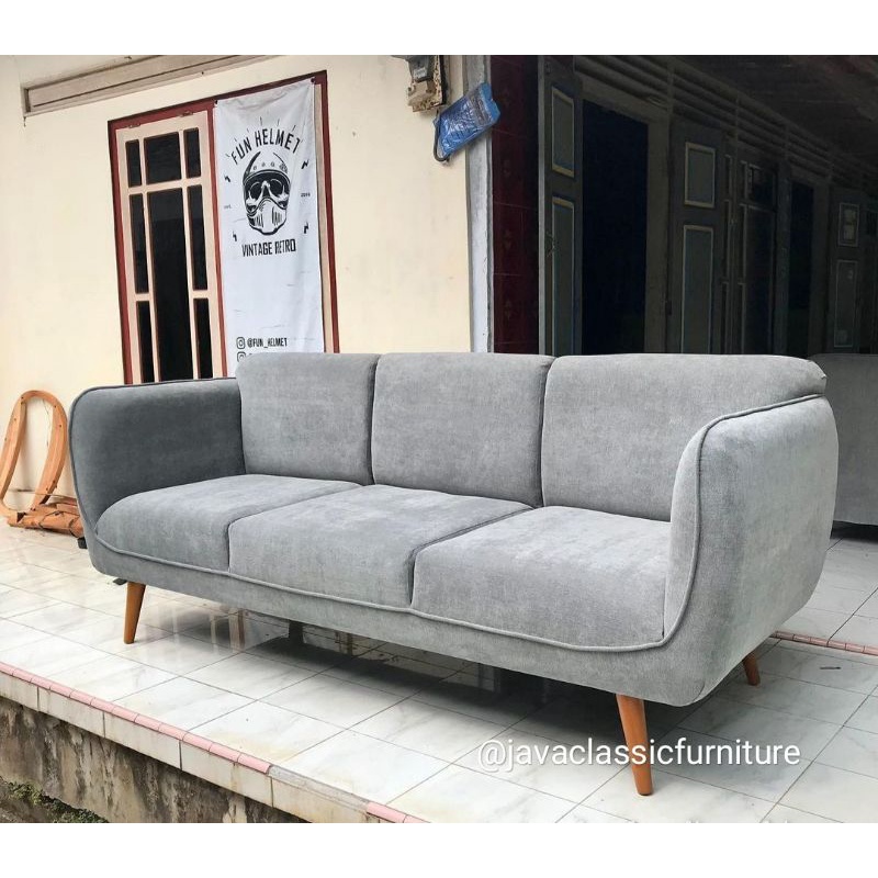 SOFA JOK TV  3 SEATER KURSI RETRO SCANDINAVIA BANGKU SANTAI VINTAGE MINIMALIS BAHAN KAYU JATI FURNITURE JEPARA MURAH-2