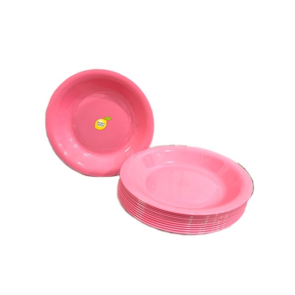 piring makan plastik cantik tebal hijau pink PM 8006 golden sunkist PM 179 pink