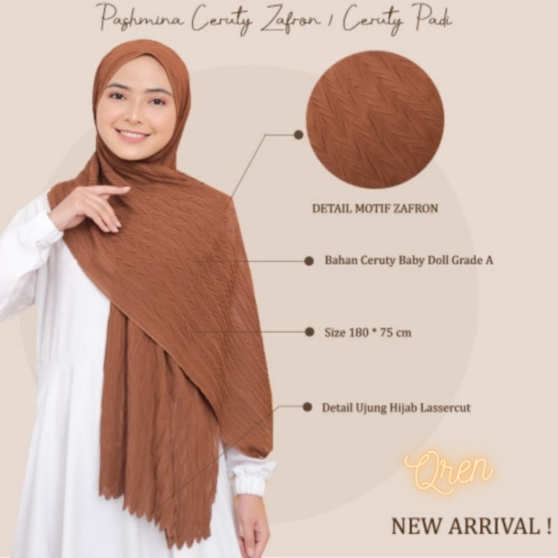 Pashmina Zafron / Pashmina Padi 180*75cm Ceruty babydoll