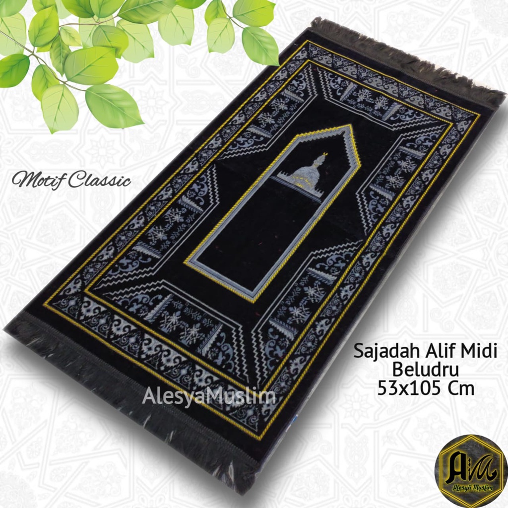 Sajadah Alif Midi 53x105 cm Beludru Premium Motif Classic