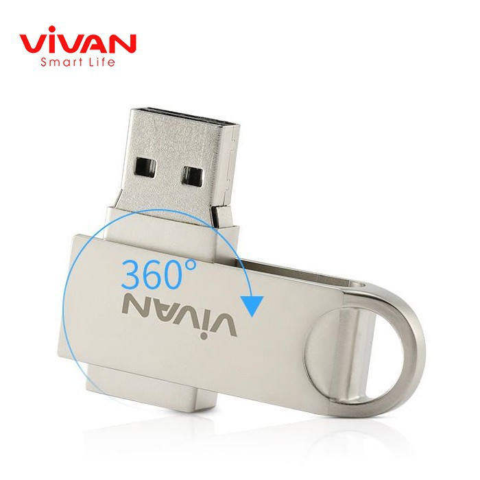 Flashdisk VIVAN VF216 16GB with 360 Rotation Design Silver - Garansi Resmi 5 Tahun