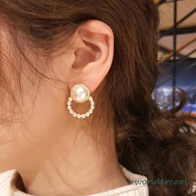 Mutiara yang sederhana dan serbaguna lingkaran anting -anting yang lembut dan elegan  elegan dan elegan -Won