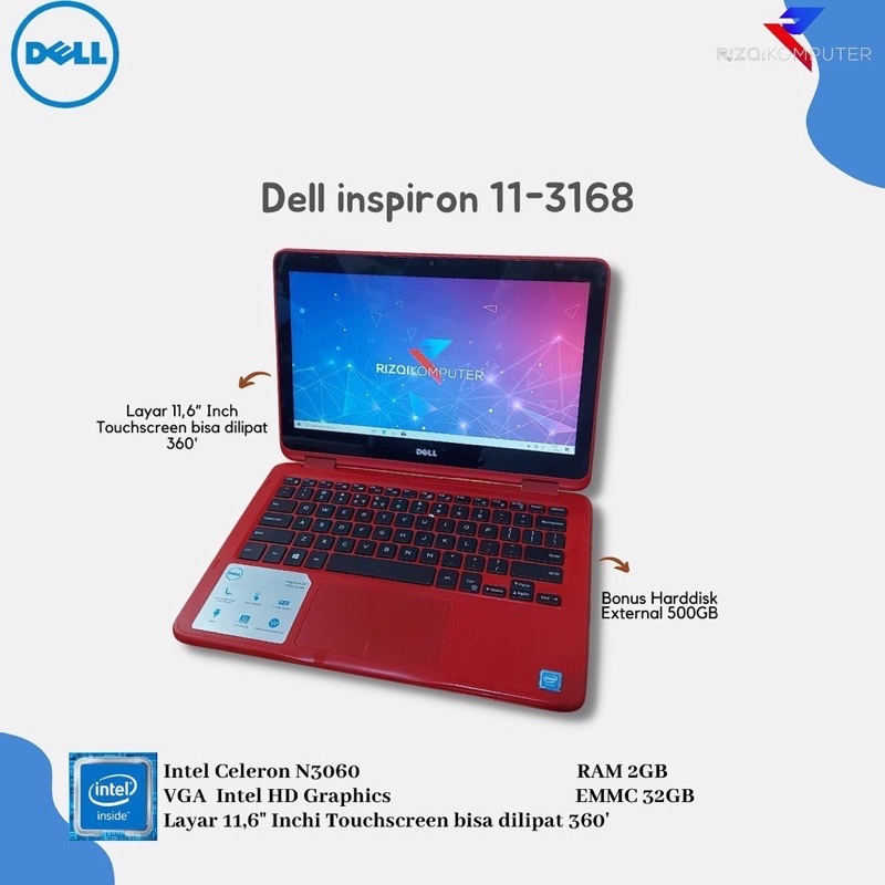 Notebook Dell Inspiron 11-3168 Red Second