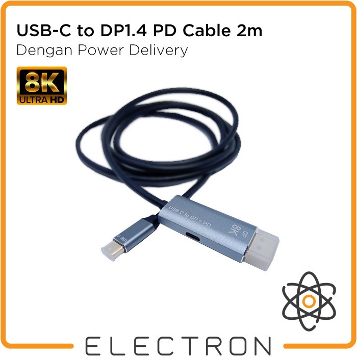 USB-C to DP1.4 PD Cable 2m DisplayPort 1.4 Power Delivery Type