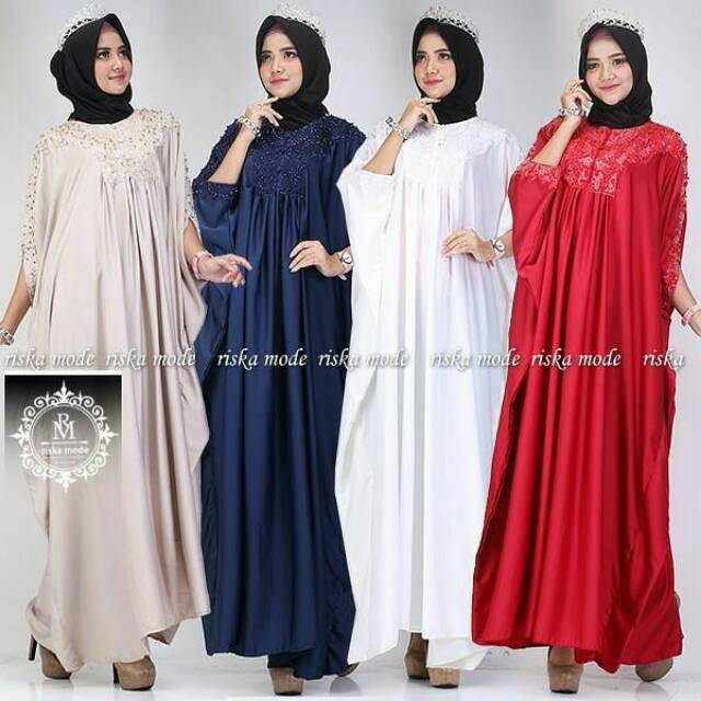 Kaftan brukat mix mutiara by riska mode