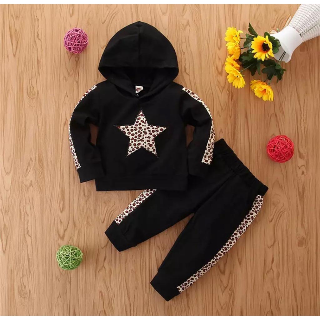 SETELAN ANAK HOODIE ANAK HOODIE ANAK MOTIF BINTANG 1-5 TAHUN HOODIE BINTANG SETELAN ANAK PEREMPUAN