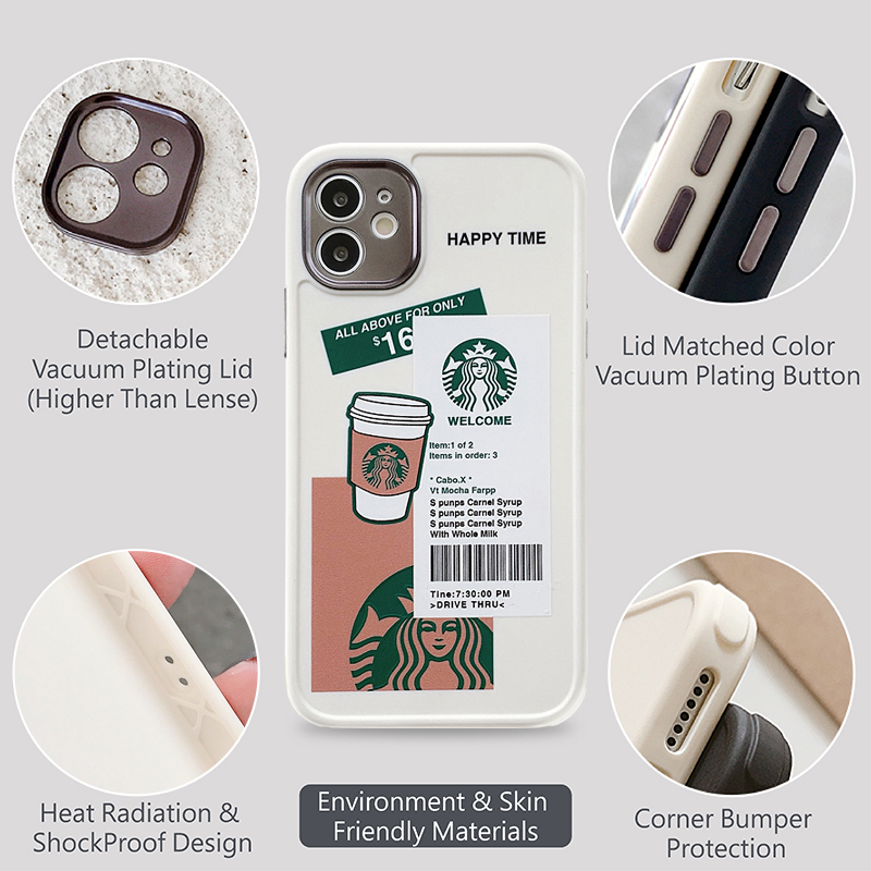 [Removable lens] McDonald's and Starbucks are used for casing iPhone 12 pro max iPhone Pro 11 iPhone 7 8 Plus X Xr Xs XsMax se2020 anti-drop and anti-drop full-cover lens soft case