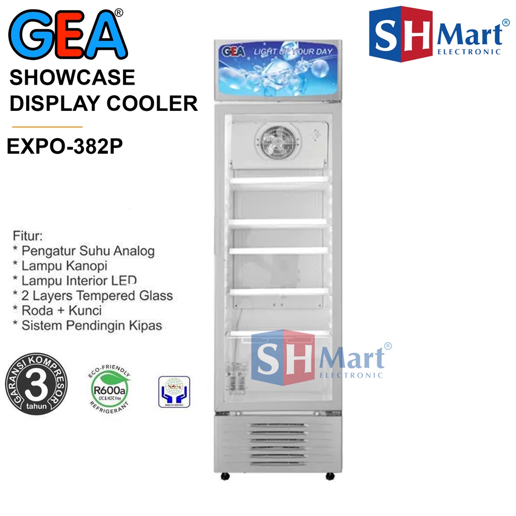 SHOWCASE GEA EXPO-382P EXPO382P KAPASITAS 382 LITER DISPLAY COOLER LEMARI PENDINGIN GARANSI RESMI (MEDAN)