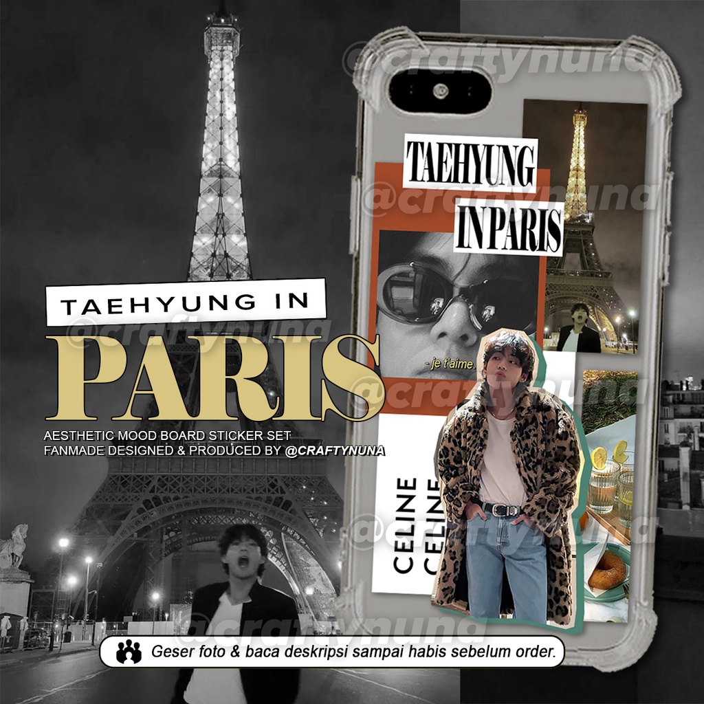 (BT-026) TAEHYUNG IN PARIS 2022 AESTHETIC MOODBOARD STICKER SET stiker deco case hp laptop bts v thv estetik