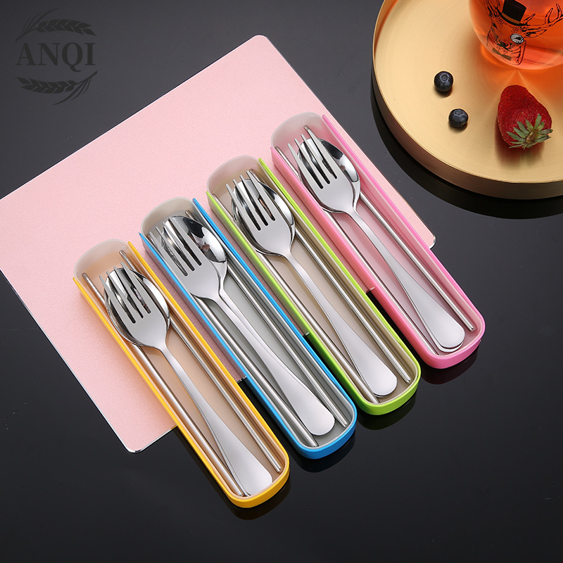 ANQI 1888  3Pcs Set Alat Makan Sendok Garpu Sumpit /Stainless Steel Spoon Fork Chopsticks